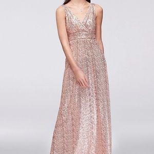 David’s bridal sequin v-neck bridesmaid dress